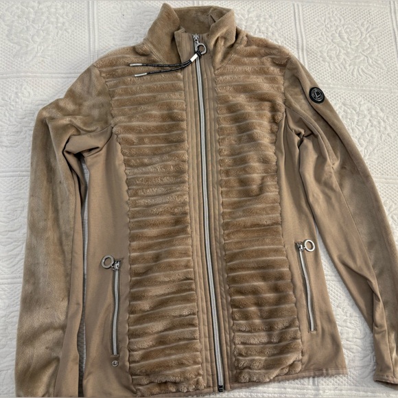 Tan Ribbed Zip-Up Jacket - Picture 1 of 7